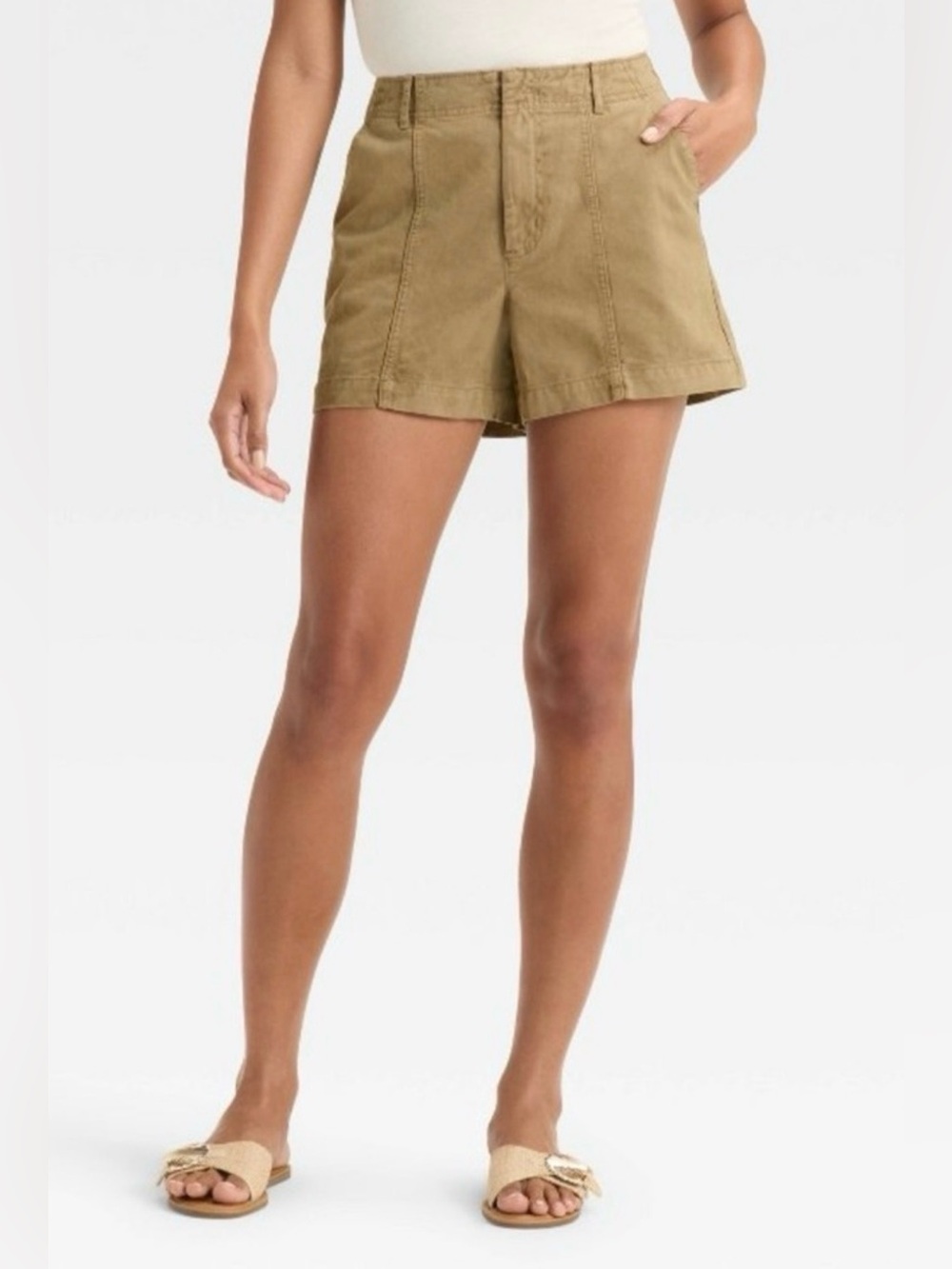 Universal Thread High-Rise Trouser Shorts in Khaki ~ Sz 8 cottage core/boho chic